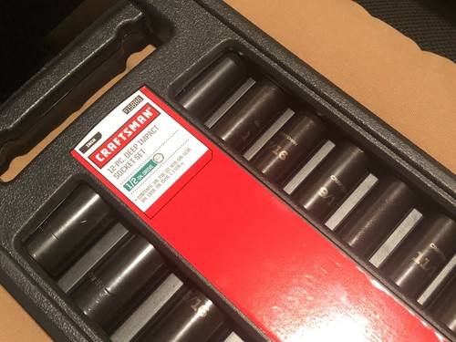 Craftsman SAE 12 Piece 1/2 Inch Drive 6 Point Deep Laser Impact Socket ...