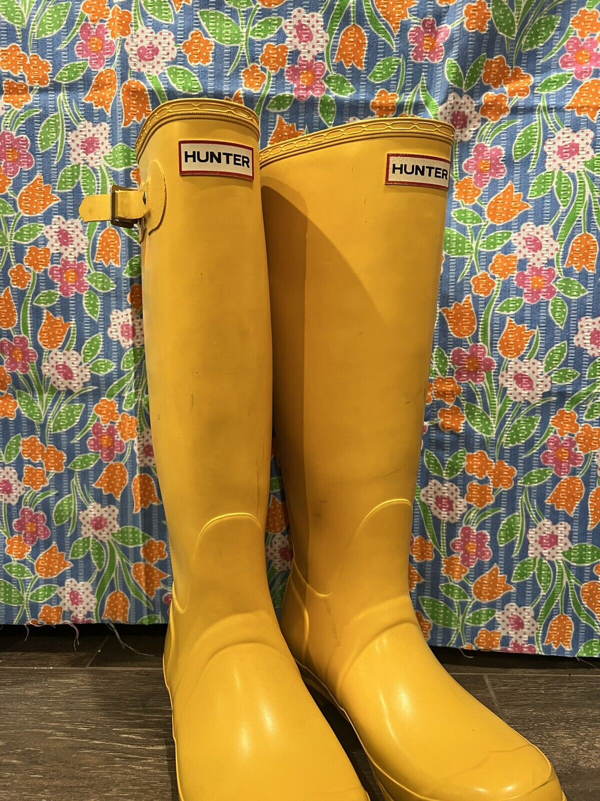 kopiëren Arena Binnenwaarts Hunter Original Wellington Yellow Buckle Rubber Rain Boots Womens Size 5 |  eBay
