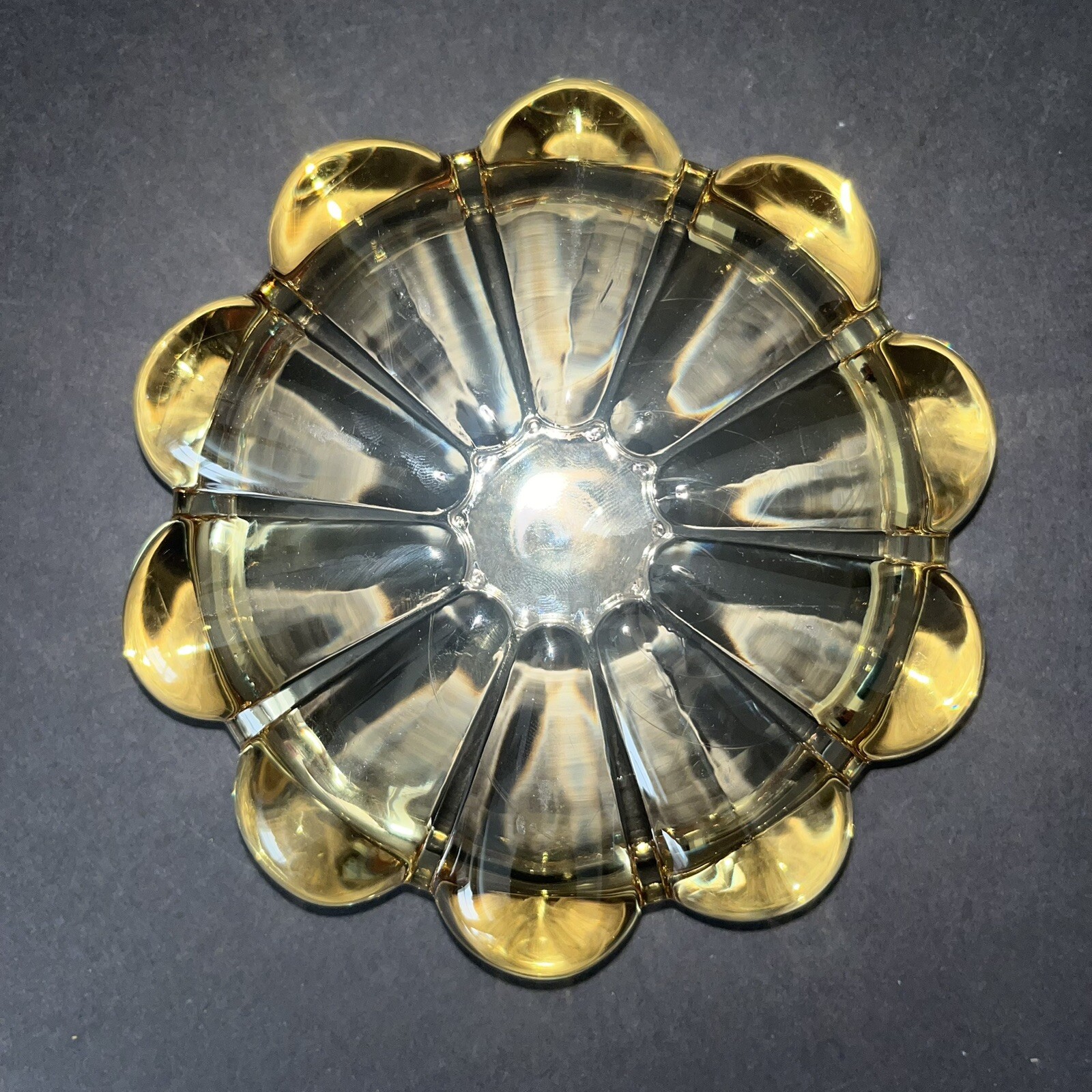 Vintage Nesting Glass Flower Ashtray Orange Trinket Dish Soap Sponge Holder 5 In