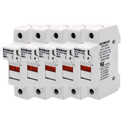 Baomain Cylindrical Fuse Holder RT18-32(X) 10 X 38mm Fuse Base Single Pole 35...