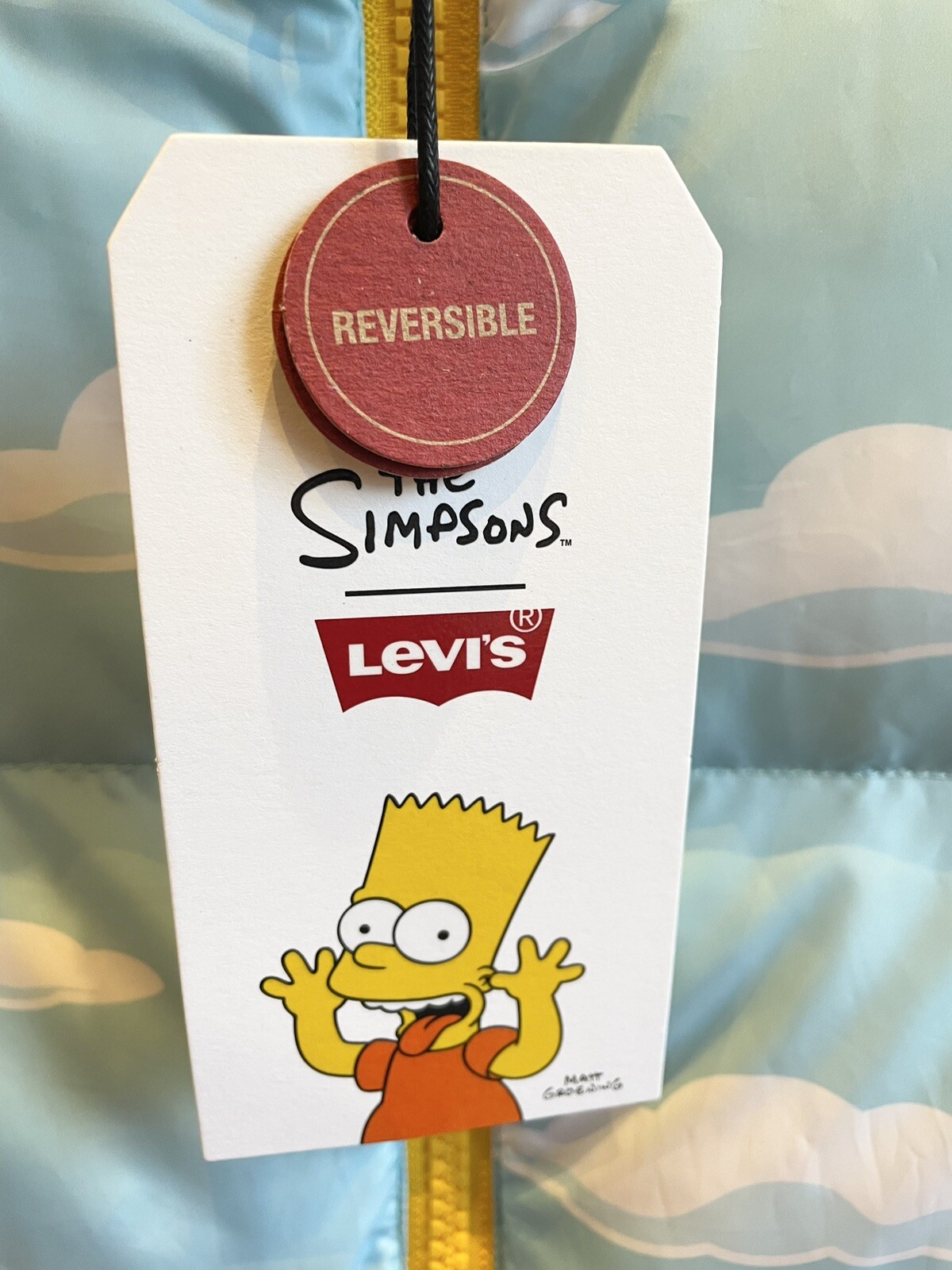 BNWT Levi’s x The Simpsons Blue & White Puffer Gilet Size S/UK12-14 Reversible image 5