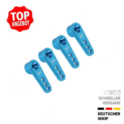   4 x Alu Servohorn Servohebel 28 mm blau CNC 25T für Futaba,Align,Savöx,KST