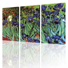 Irises by Vincent Van Gogh | Canvas (Rolled) | 3 Panels Wall art oil painting