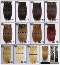 90g 250g Thick Double Weft Clip In Real Remy Human Hair Extensions 8PCS 10PCS US