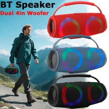 Dual 4 Inches Bluetooth Speaker Portable TWS/USB/TF/FM Indoor Outdoor Party LED