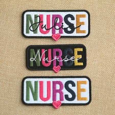 Parches de enfermera bordados personalizados, parche personalizado con nombre para RN