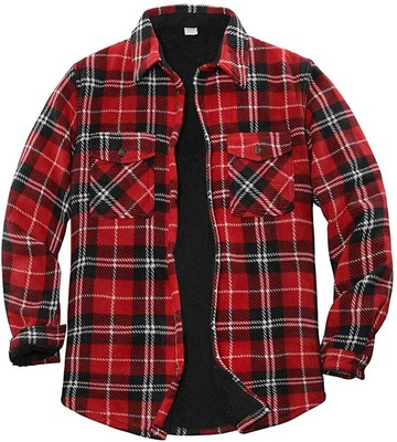 Men's Warm Sherpa Lined Fleece Plaid 