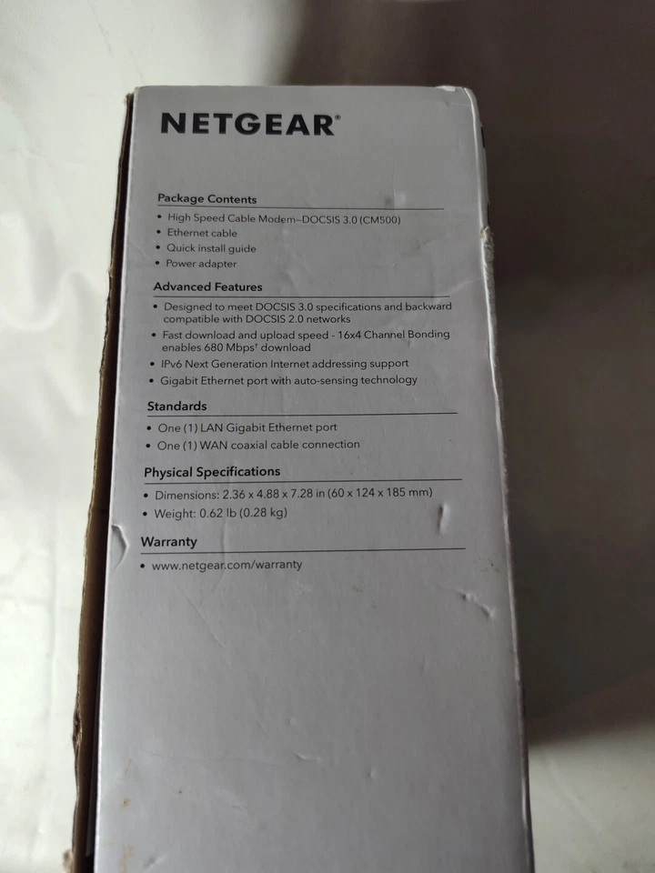 Netgear Model CM500 High Speed Cable Modem Speed Up to 680 Mbps - Image 3 of 4