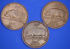 3x Irish Ireland EIRE Half Penny ½d coins, Sows & piglets, various dates [32203]