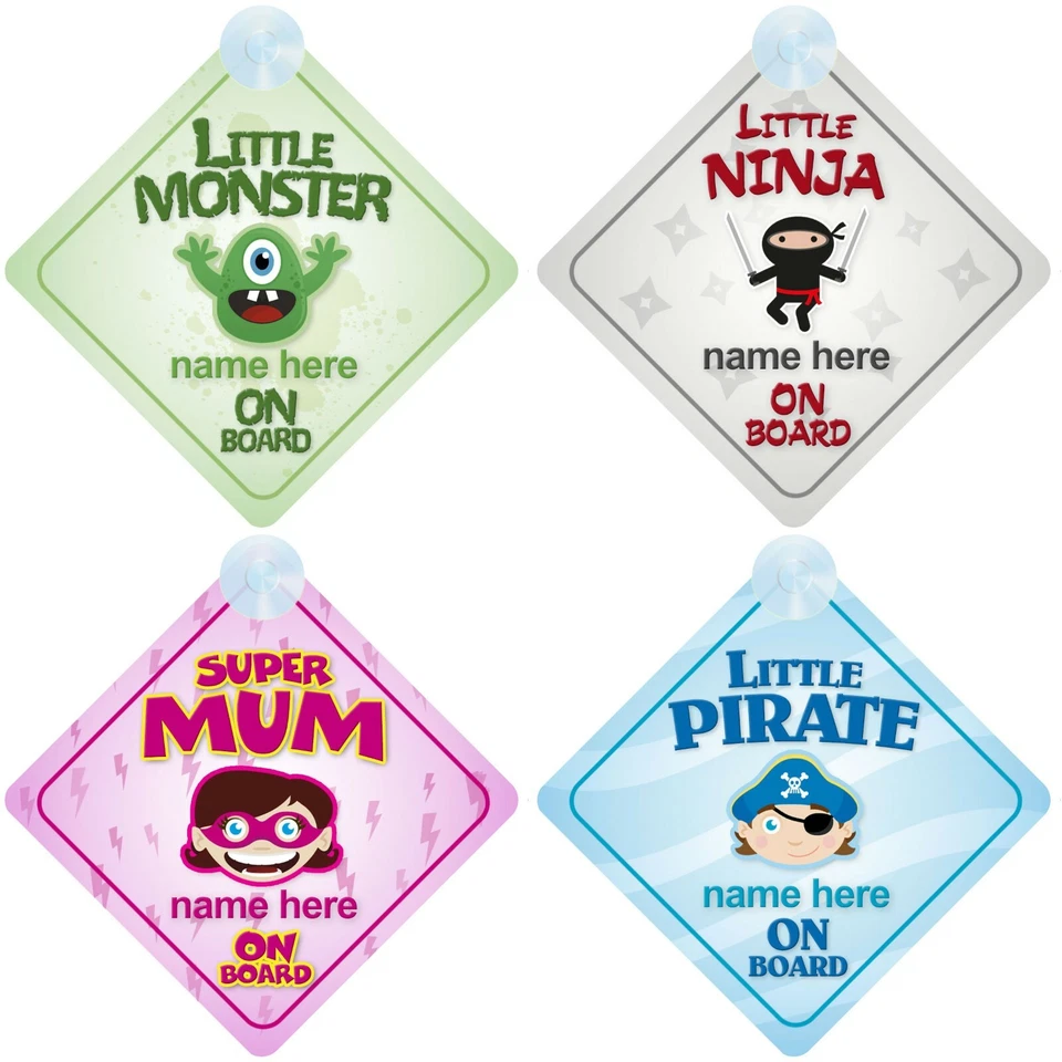 Baby on Board signs. Choose from over 30! - personalised with any name. Boy/Girl