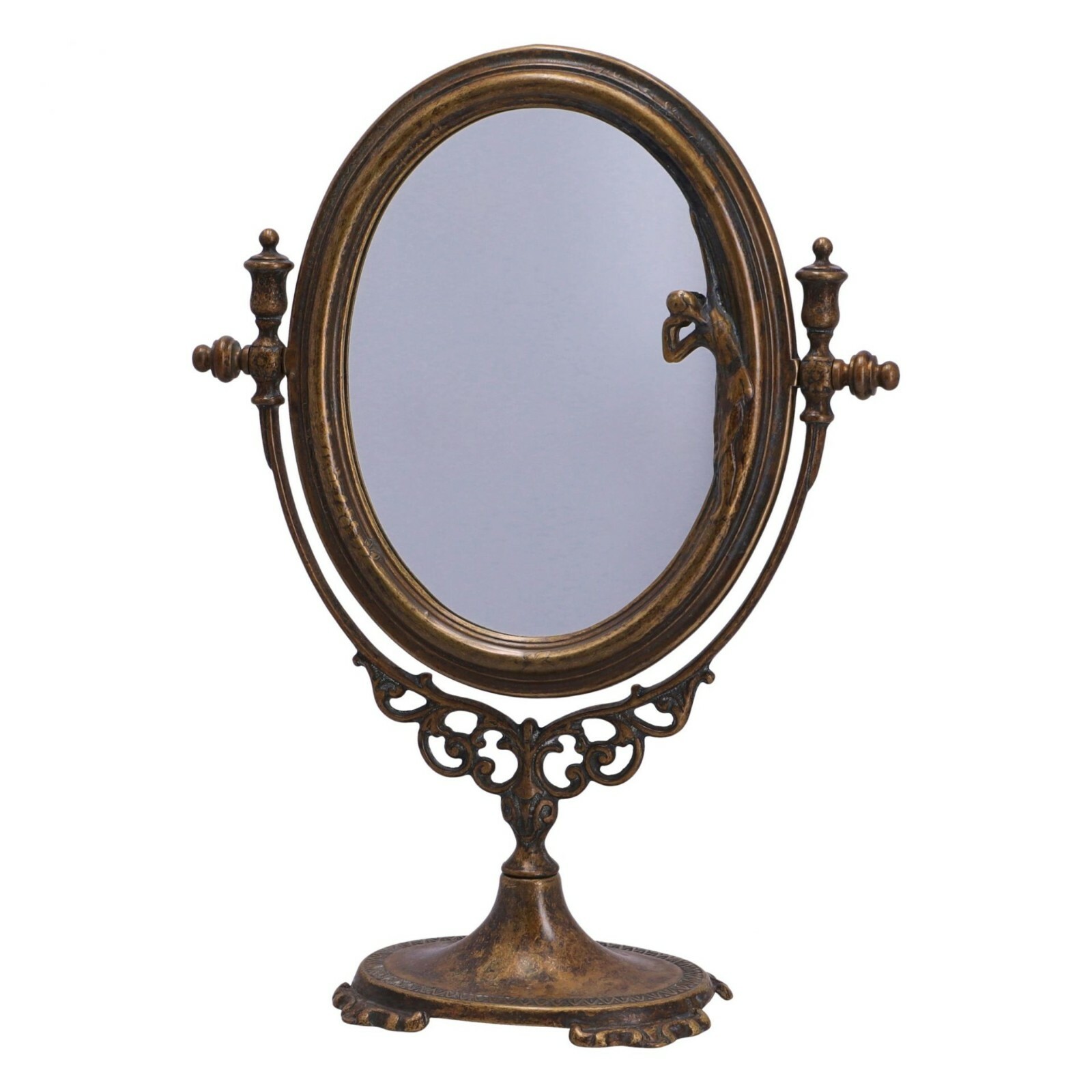 Specchio Ottone Chic Stile Impero - Accessorio Tavolo Luxury Decor