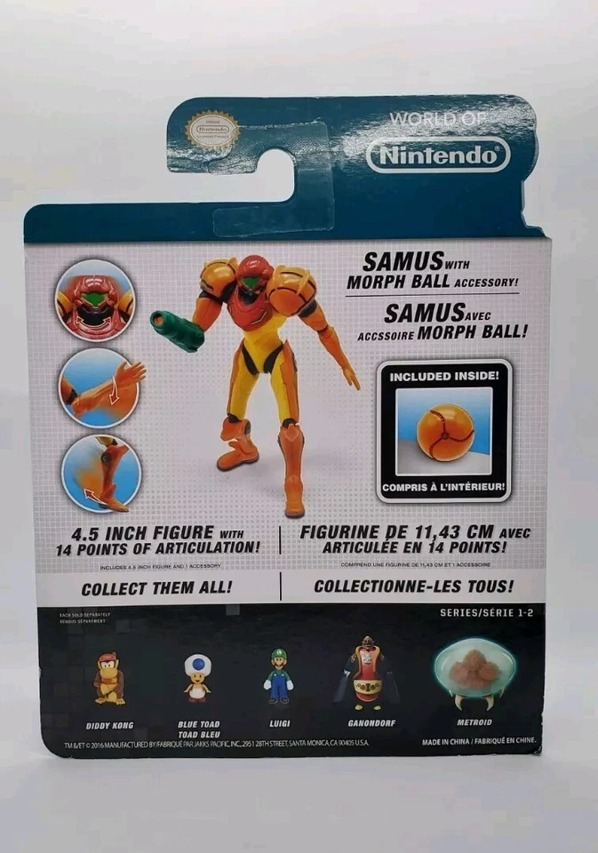 Фигурка SAMUS with Morph Ball 4 дюйма ЗАПЕЧАТАННАЯ - 2016 World of Nintendo S1 Jakks Pacific - Изображение 2 из 4
