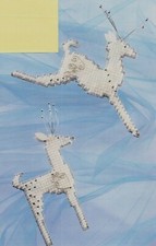 REINDEER ORNAMENTS 2 DESIGNS CHRISTMAS PLASTIC CANVAS PATTERN INSTRUCTIONS