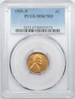 1936-D Lincoln Wheat Cent 1C, PCGS MS67RD Red, Superb Gem Uncirculated BU