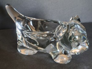 Vtg Vannes Le Chatel France Crystal Cat Trinket Dish Pipe Rest