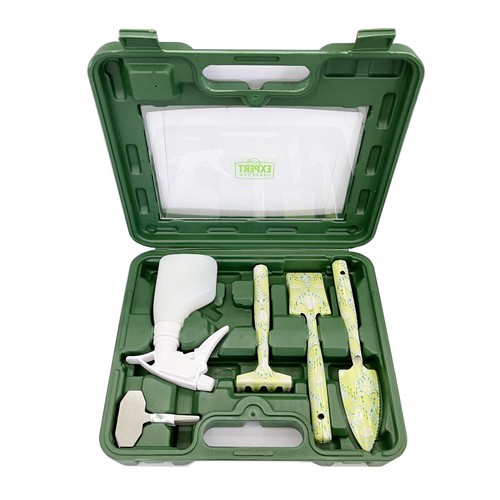 Indoor Garden Tool Set with Carrying Case, Green (24 Pieces)