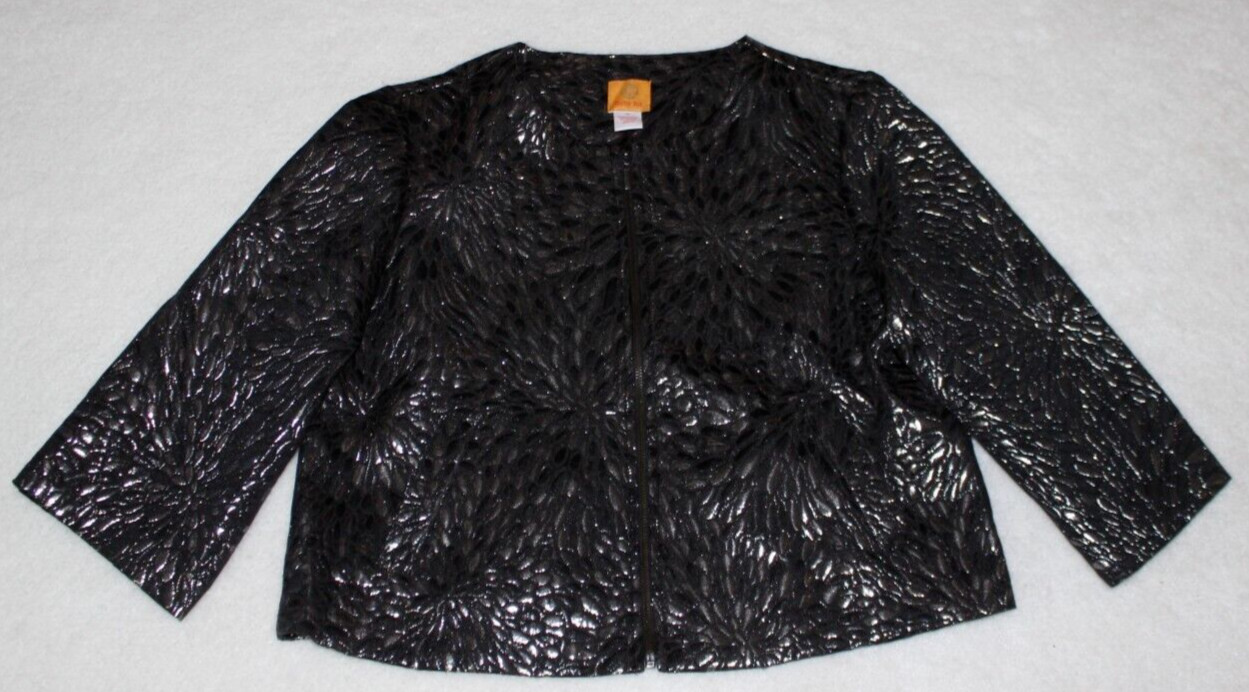 Ruby Rd Black Silver Floral Jacket Blazer Pockets… - image 6