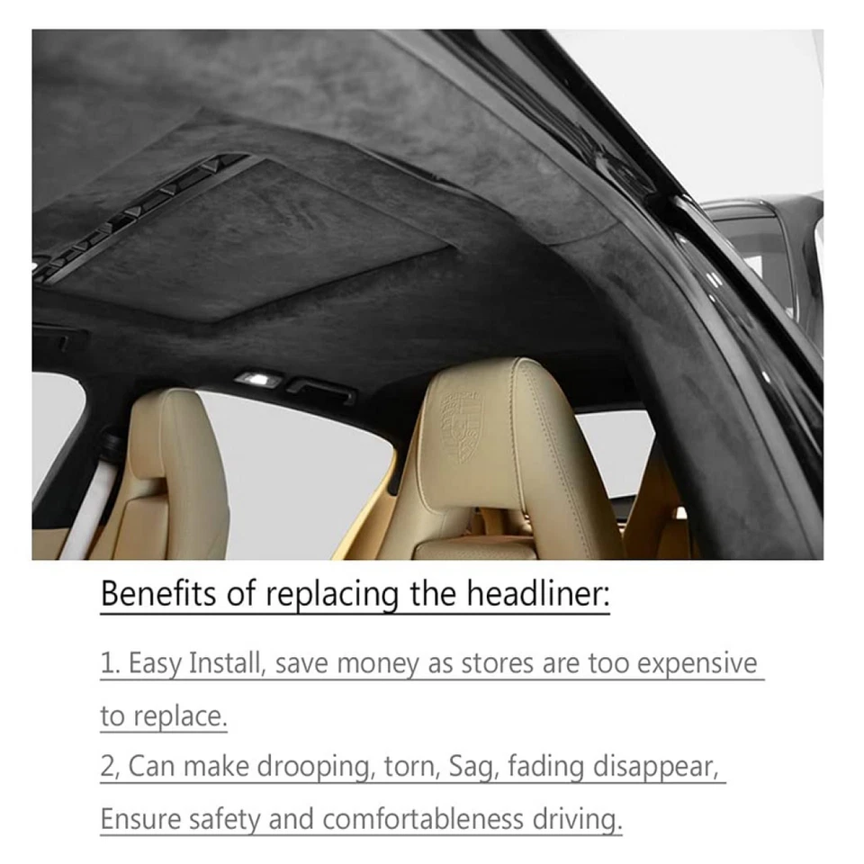 Headliner Fabric Suede with Foam-Backed Roof & Panel Lining Upholstery Renew - Image 3 of 4