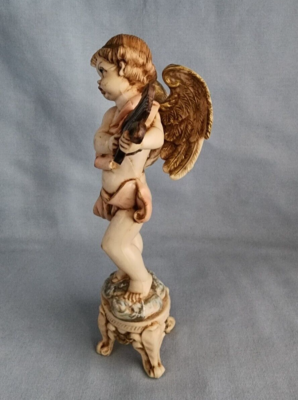 Fontanini Angel Cherub w/Harp Lyre on Pedestal 6