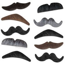 10 Adhesive Mustaches - Mustache Party Inside Tin - Novelty Fun Gag Gifts