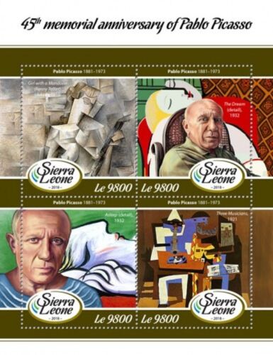 Sierra Leone - 2018 Pablo Picasso - 4 Stamp Sheet - SRL18008a - Afbeelding 1 van 1