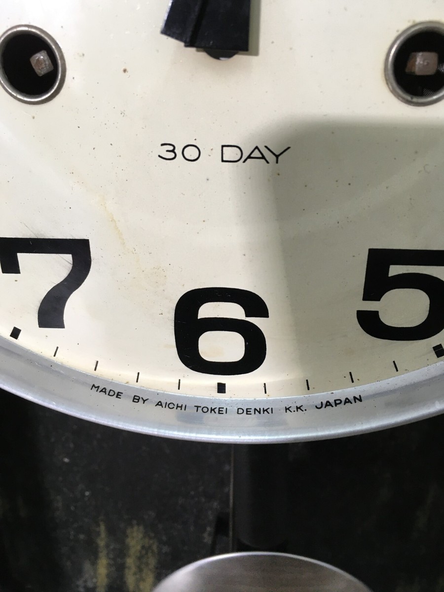 Vintage Mid-Century Aichi Tokei Wood 30-Day Wall Clock MCM JAPAN