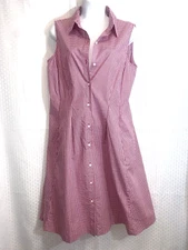 Talbots Pink Gingham Fit & Flare Shirt Dress 12P NEW
