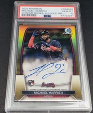 2023 Bowman Chrome Michael Harris II Gold Refractor AUTO RC/50 Gem Mint💎PSA 10