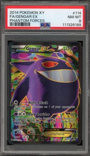 Pokemon Gengar EX XY Phantom Forces Full Art #114 PSA 8