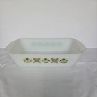 Vintage Anchor Hocking Fire King Milk Glass 441 Meadow Green Loaf Pan Leaf