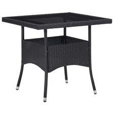 Outdoor Garden Yard Dining Table Poly Rattan and Glass Multi Colours vidaXL