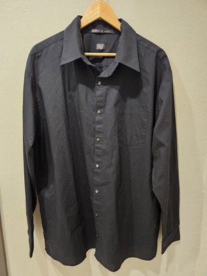 Tiger Woods Collection Men's Long Sleeve Dress Shirt Size XXL Black Striped