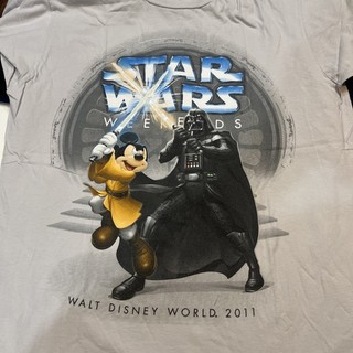 2011 Walt Disney World Star Wars Weekends Mickey Mouse DARTH Vader Vintage L Tee