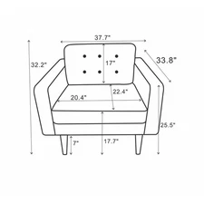 Harriet Mid Century Modern Style Tufted  Wide Velvet Armchair in Orange