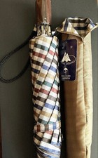 Montblanc Checkered Umbrella with Case 56cm Folding Unused/NM ship From JAPAN