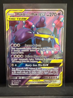 Muk & Alolan Muk GX 196 Full Art Ultra Rare SM Unbroken Bonds 196