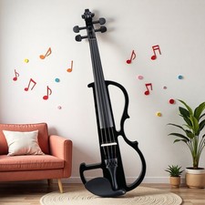 4/4 Full Size Beginner Silent Electric Violin Set - Case Bow Black Headphones