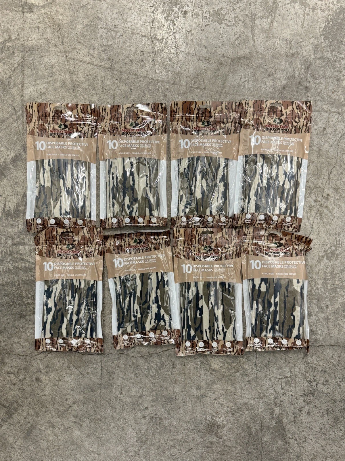 Mossy Oak Bottomland disposable Face Mask 8 Packs Of 10