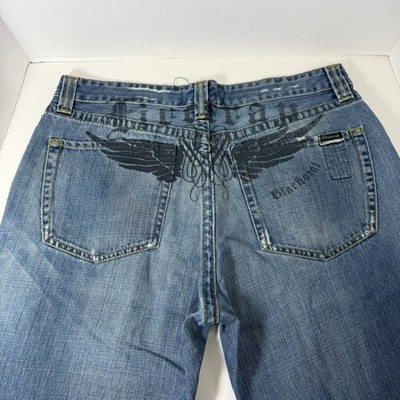 Firetrap Men's Button Fly Jeans Size 36x31 Distressed Hemmed Blue