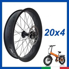 Ruota Anteriore per BICI FAT BIKE 20x4 con Disco Freno 160mm Bloccaggio Nera
