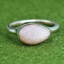 Size 5.5, Vintage sterling silver 925 handmade ring with pink rose quartz