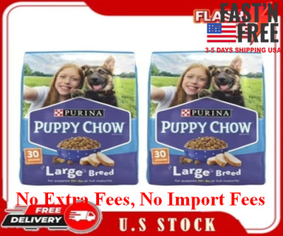 2 Bags Purina Puppy Chow Dry Dog Food for Large Breeds with Chicken, 30 lb Bag