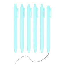 6 Pack Retractable Pens 0.5mm, Black Gel Ink for Office, Light Blue