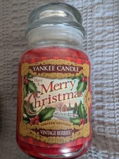 Image of Yankee Candle Merry Christmas Winter Berries Limited Edition Large Jar Rare HTF 