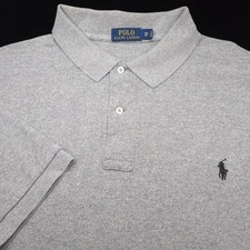 Polo Ralph Lauren Shirt Mens 2XB BIG Gray Heather Mesh Pique- Black Pony- Golf