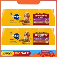 2 x Pedigree Choice Cuts In Gravy Soft Wet Dog Food Prime Rib, 12 - 13.2 oz Can