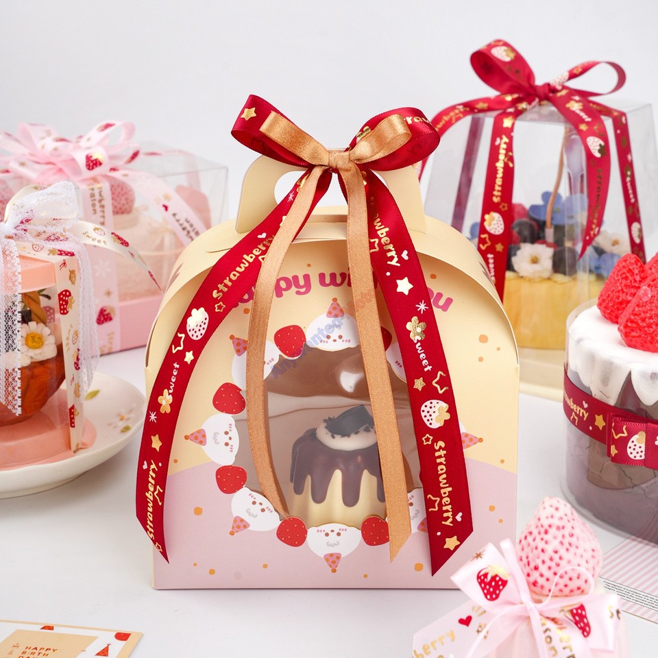 Sweets Ribbon Strawberry Berry Satin Ribbon 2cm*22m Bakery Cake Packaging Handmade ...