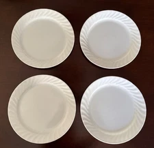 4 Corelle ENHANCEMENTS 10.5” Dinner Plates White Swirl