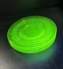 Vintage Green Uranium Depression Glass Dessert Plate Saucer 6” Set Of 4