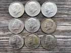 Kennedy Half Dollar 40 percent silver 90 percent silver 9 circulated coins lot